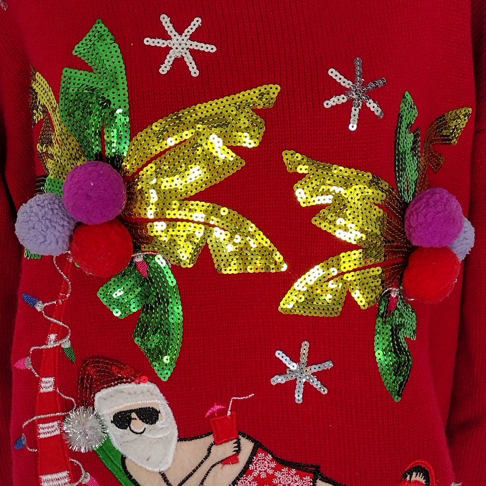 Hooked Up by IOT's Beach Santa Ugly Christmas Sweater. Size XL - Picture 13 of 13